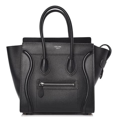 women celine micro luggage handbag in drummed calfskin leather|Micro Luggage handbag in drummed calfskin .